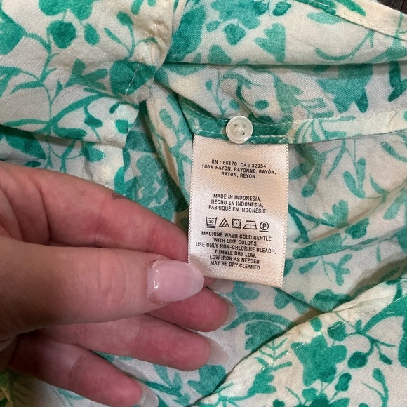 Maeve Anthropologie Green Floral Print Button Down Blouse Size Small - Picture 6 of 7